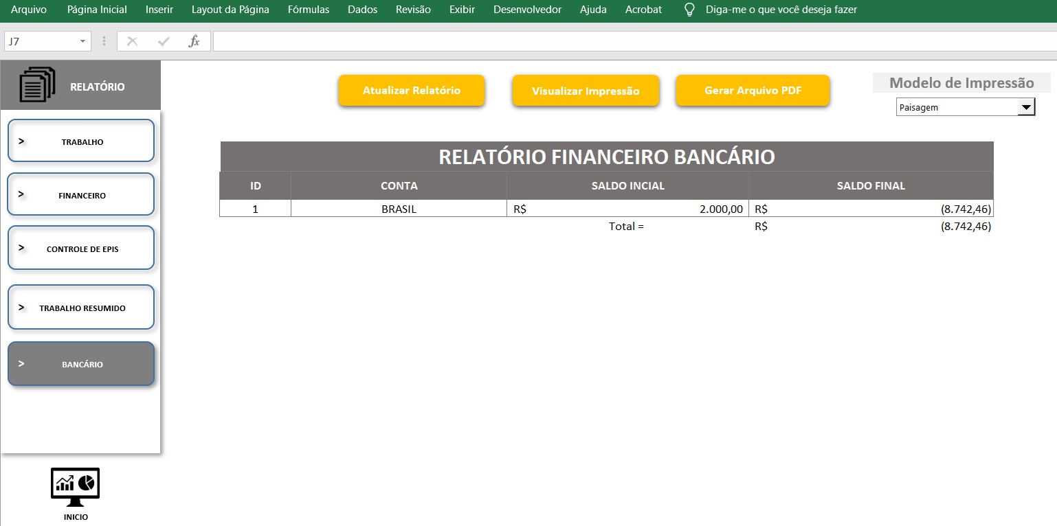 Planilha Controle de Obras com Jornada de Trabalho e EPI 15 relatorio saldo bancario da obra