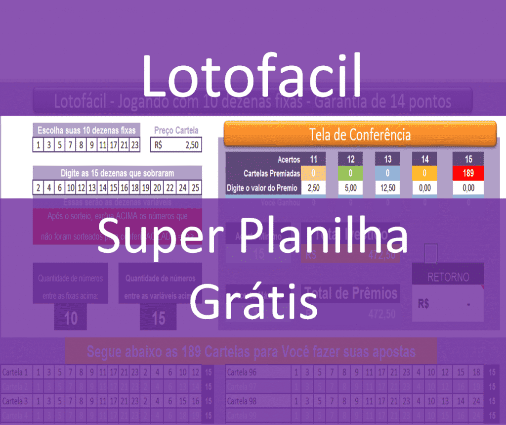 Página dedicada a resultados e estudo da loto fácil, downloads de esquemas  em excel…