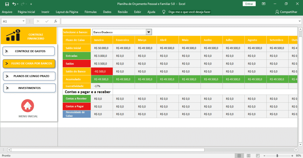 Planilha Controle De Orçamento Familiar E Pessoal Excel Coaching 6373