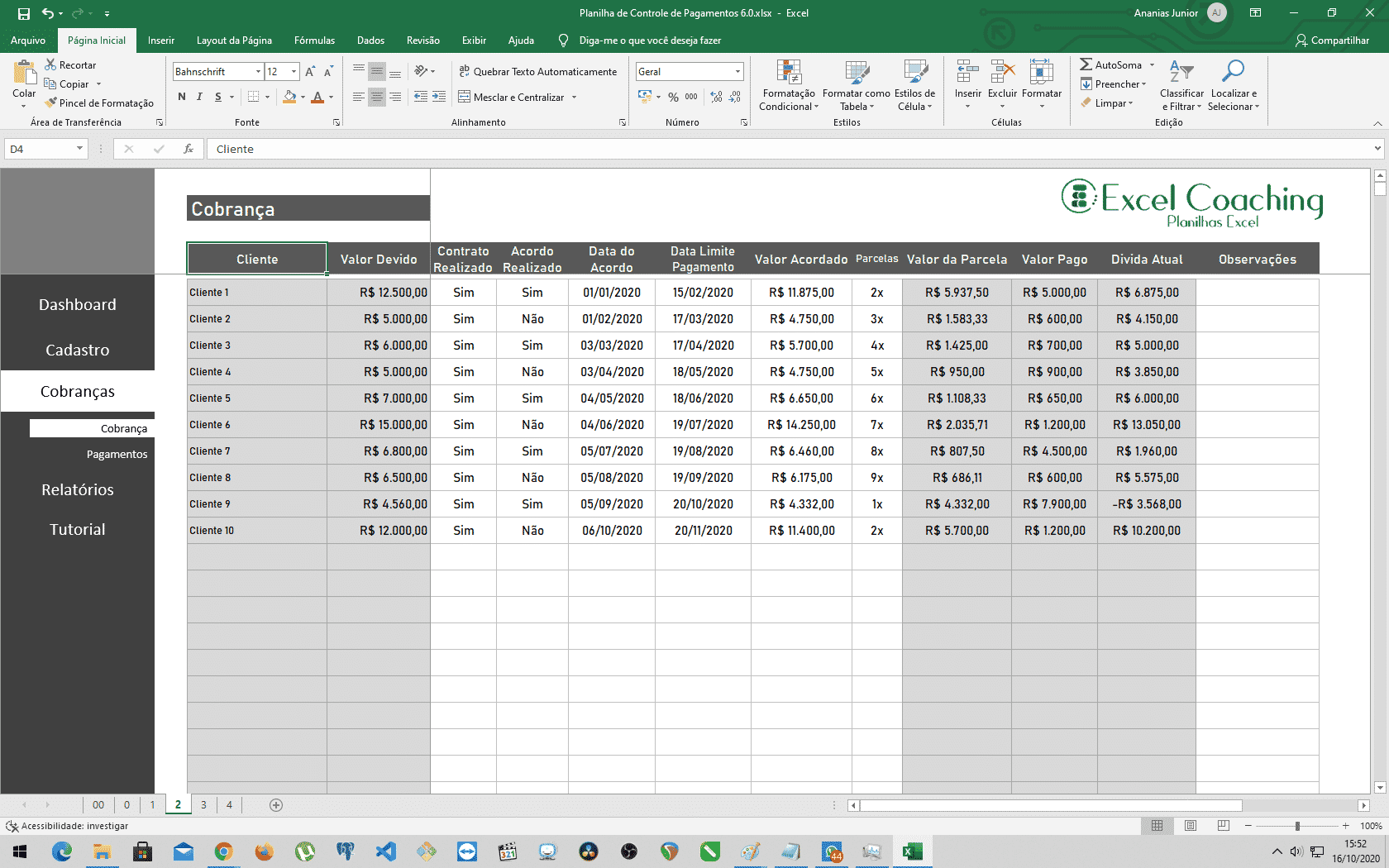 Planilha de Controle de Notas de Alunos 3