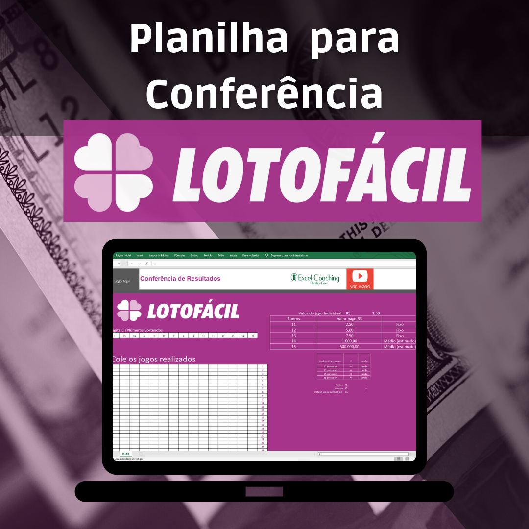 Página dedicada a resultados e estudo da loto fácil, downloads de esquemas  em excel…