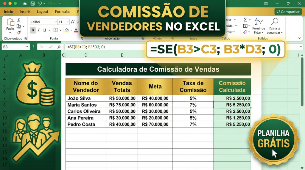 Planilha de Comissão de Vendedores no Excel - Modelo Grátis