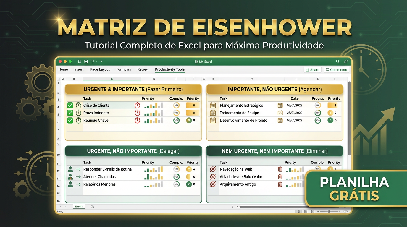 Matriz de Eisenhower no Excel: Como Priorizar Tarefas e Ganhar ...